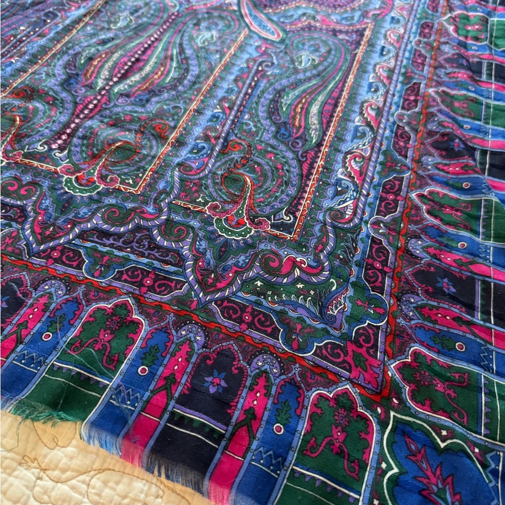 Large Vintage Vibrant Multicolor Paisley Scarf